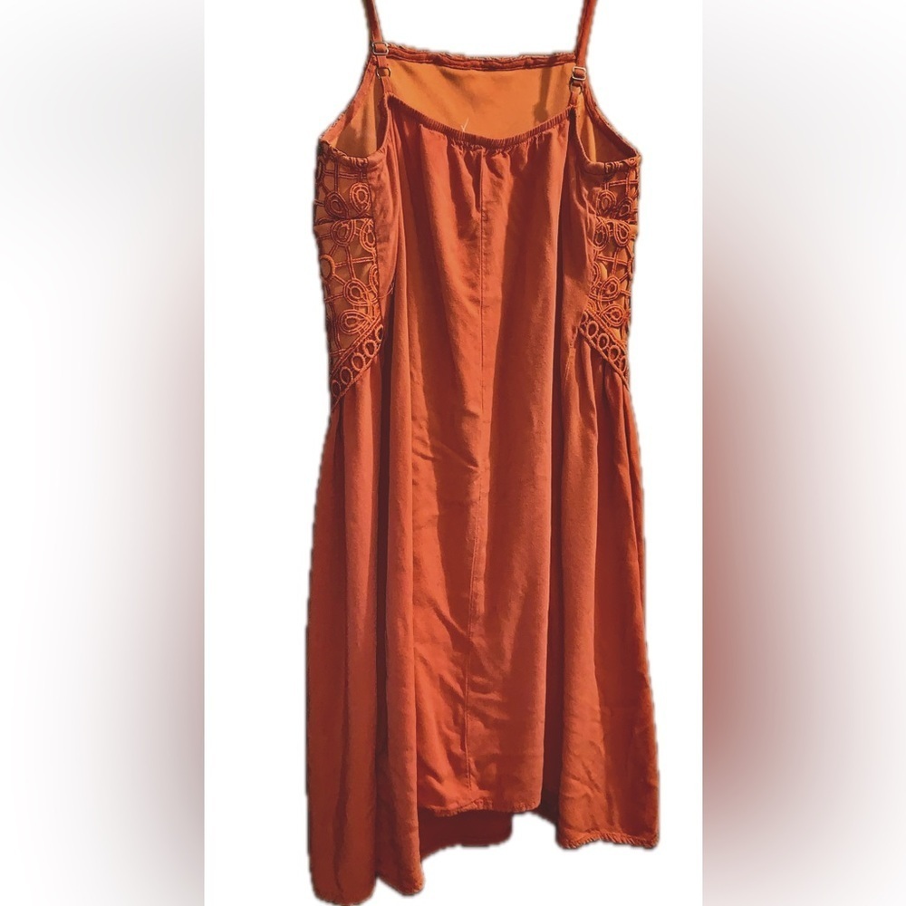 Live To Be Spoiled Burnt Orange Sleeveless Mini Dress Lace Embroidered Bodice XS - Picture 6 of 6
